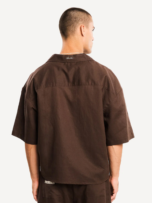 ANOTHER COTTON LAB Another Linen Short Sleeve Shirt BROWN Bild 2