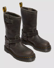 Lade das Bild in den Galerie-Viewer, DR. MARTENS ANISTONE HI BIKER BOOTS BURNISHED WAXY PULL UP WP CHARCOAL GREY BURNISHED WAXY PULL UP WP Bild 4