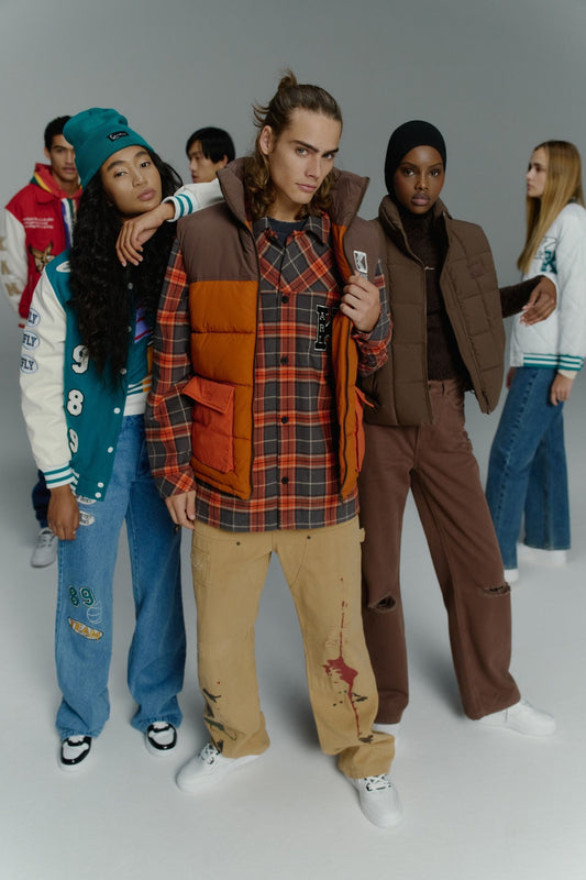 KARL KANI OG BLOCK PUFFER VEST DARK ORANGE/SAND/BROWN Bild 2