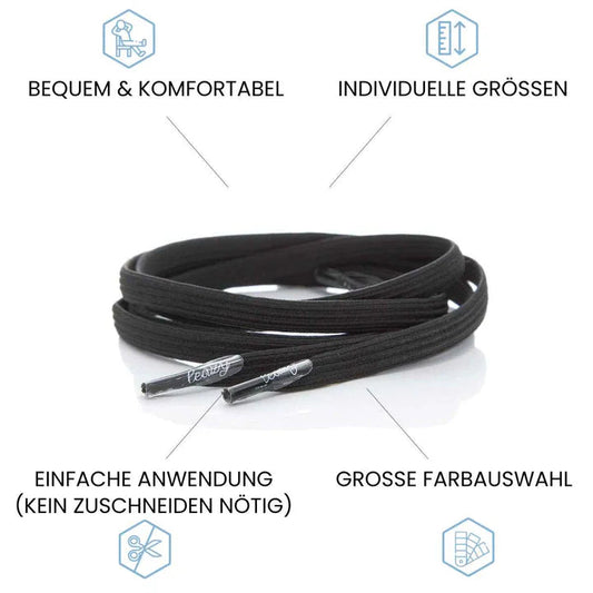 LEAZY FLAT ELASTISCHE SCHNÜRSENKEL SCHWARZ SCHWARZ Bild 2