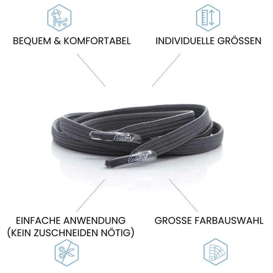 LEAZY FLAT ELASTISCHE SCHNÜRSENKEL DUNKELGRAU DUNKELGRAU Bild 2