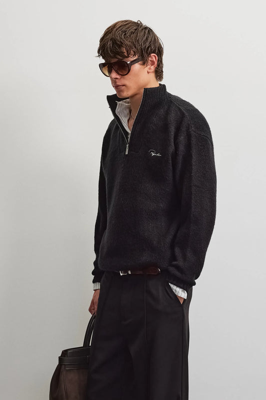 Gilmonde Structured Knit Half-Zip Sweater BLACK BLACK Bild 2