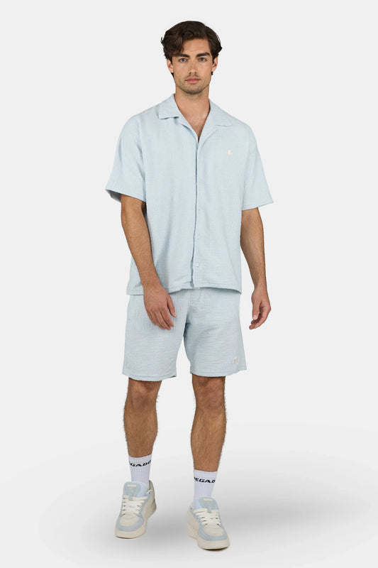 LIBCO STRUCTURED KNIT SHIRT WASHED OCEAN BLUE Bild 2