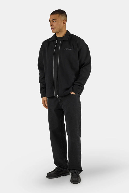 PEGADOR TATE STRUCTURED ZIP OVERSHIRT WASHED BLACK WASHED BLACK WHITE Bild 2