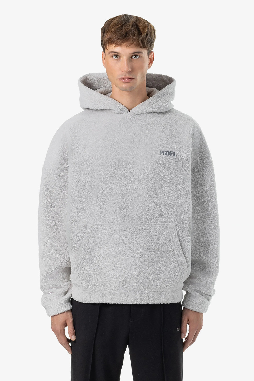 PEGADOR BAYE BOXY FLEECE HOODIE CLEAR GREY