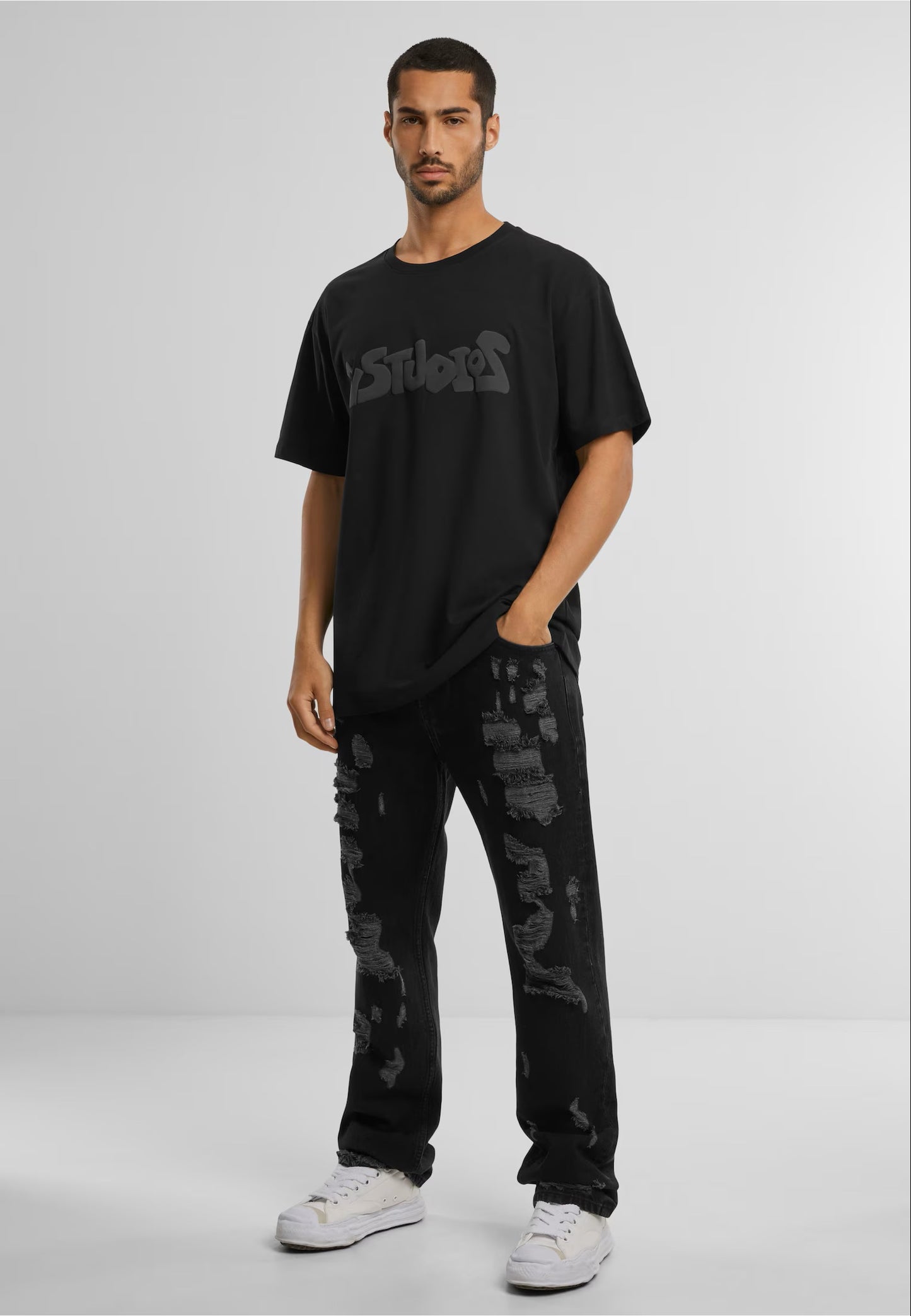 2Y STUDIOS Firio Destroyed Straight Jeans BLACK Bild 2