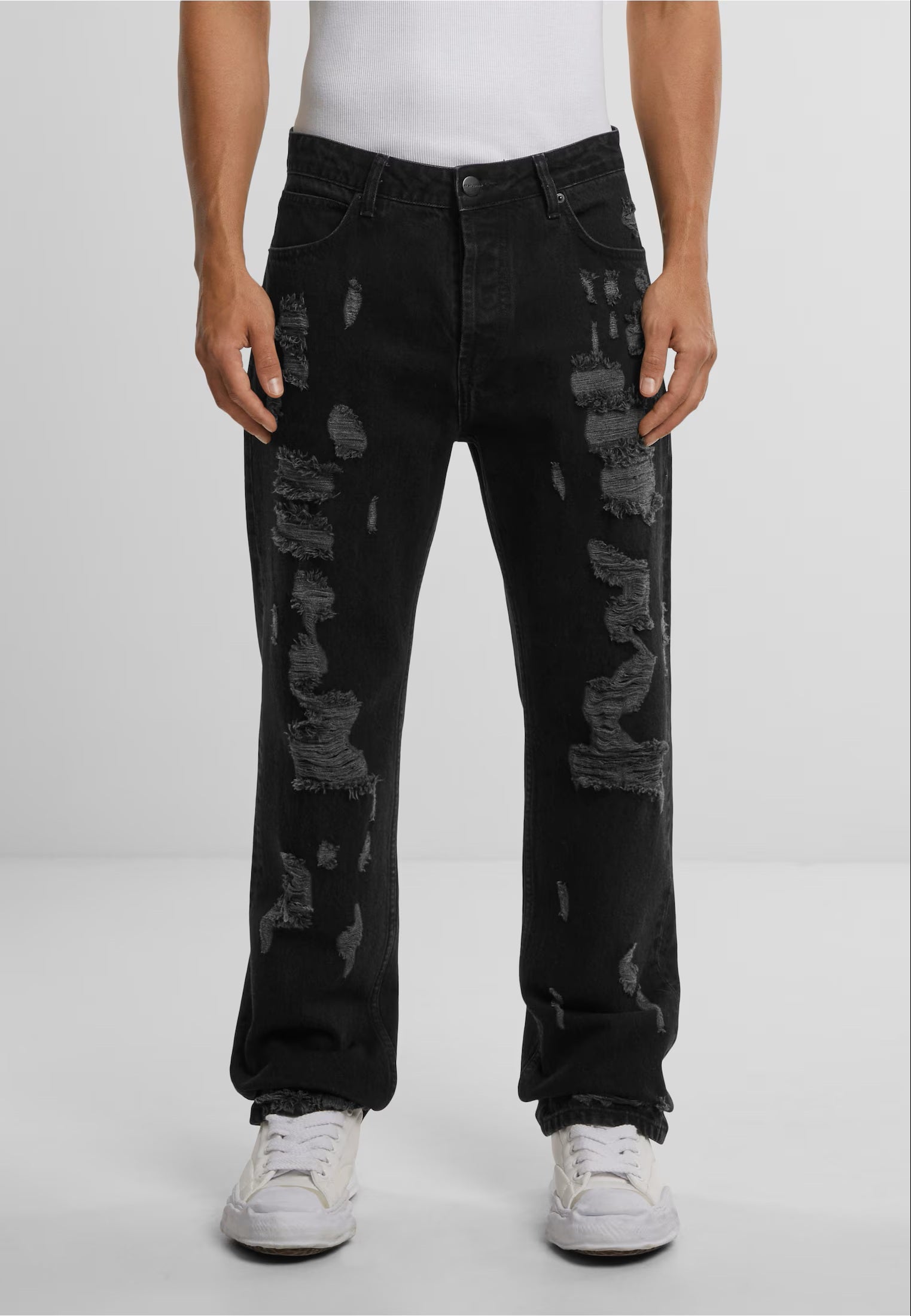 2Y STUDIOS Firio Destroyed Straight Jeans BLACK Bild 4