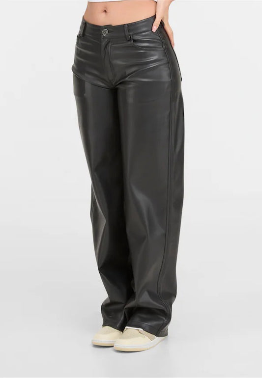 Tiva Loose Fit Leatherette Pants BLACK BLACK Bild 1