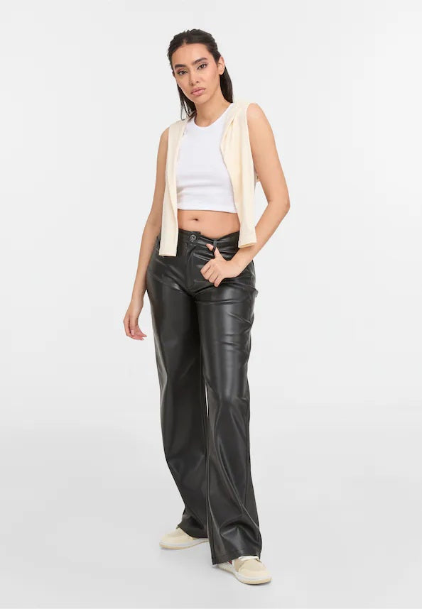 Tiva Loose Fit Leatherette Pants BLACK BLACK Bild 2