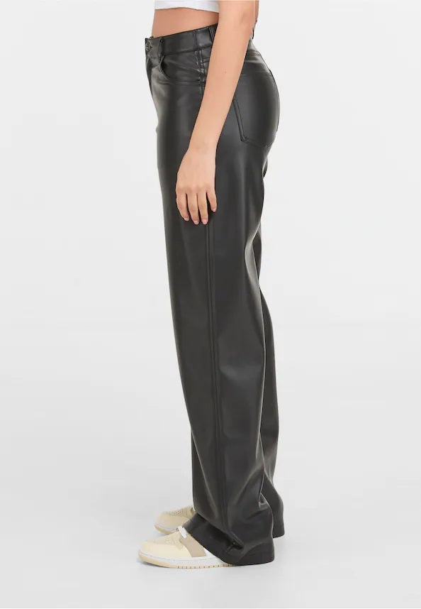 Tiva Loose Fit Leatherette Pants BLACK BLACK Bild 3
