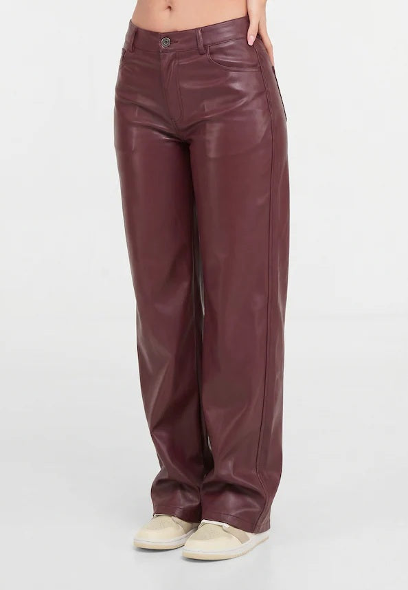Tiva Loose Fit Leatherette Pants CLARET CLARET Bild 1