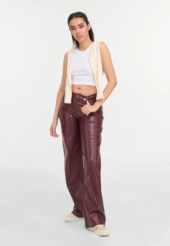 Tiva Loose Fit Leatherette Pants CLARET CLARET Bild 2
