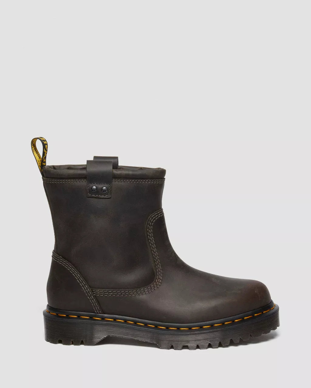 DR. MARTENS ANISTONE LO BIKER BOOTS BURNISHED WAXY PULL UP WP