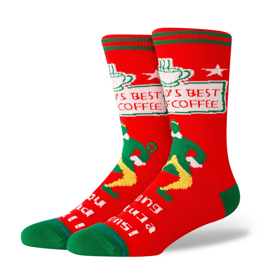 STANCE WORLDS BEST COFFEE CREW SOCK RED 