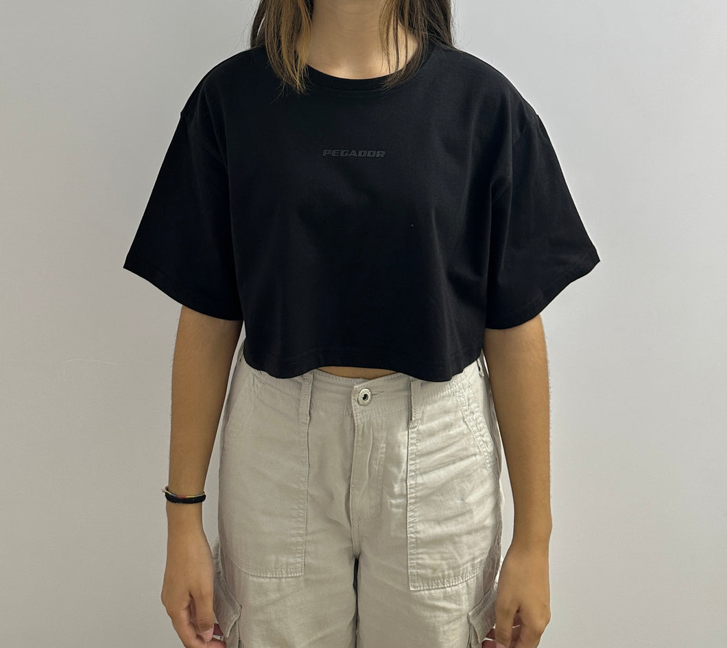 PEGADOR LAYLA OVERSIZED CROPPED TEE BLACK GUM