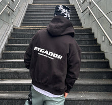 Load image into Gallery viewer, PEGADOR COLNE LOGO OVERSIZED HOODED SWEAT JACKET BLACK WHITE
