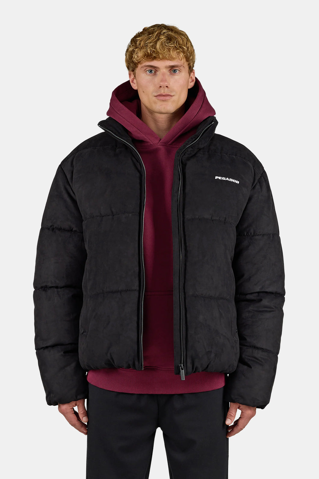 PEGADOR SIDAN VELOUR PUFFER JACKET BLACK