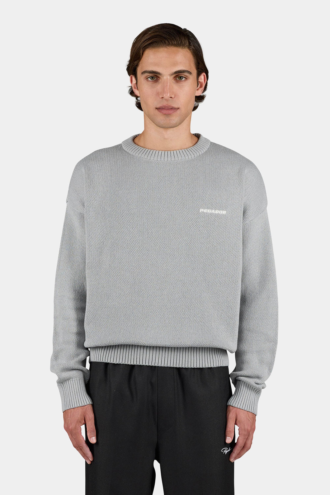 PEGADOR LOGO OVERSIZED KNIT SWEATER MAGNET GREY