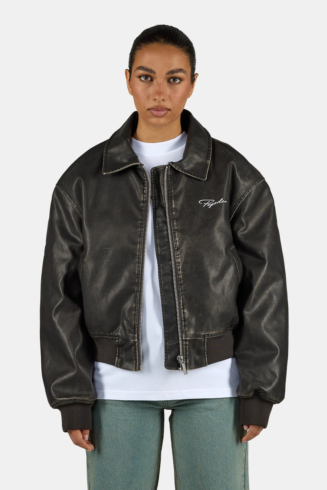 PEGADOR PRENIN FAUX LEATHER BOMBERJACKET BLACK
