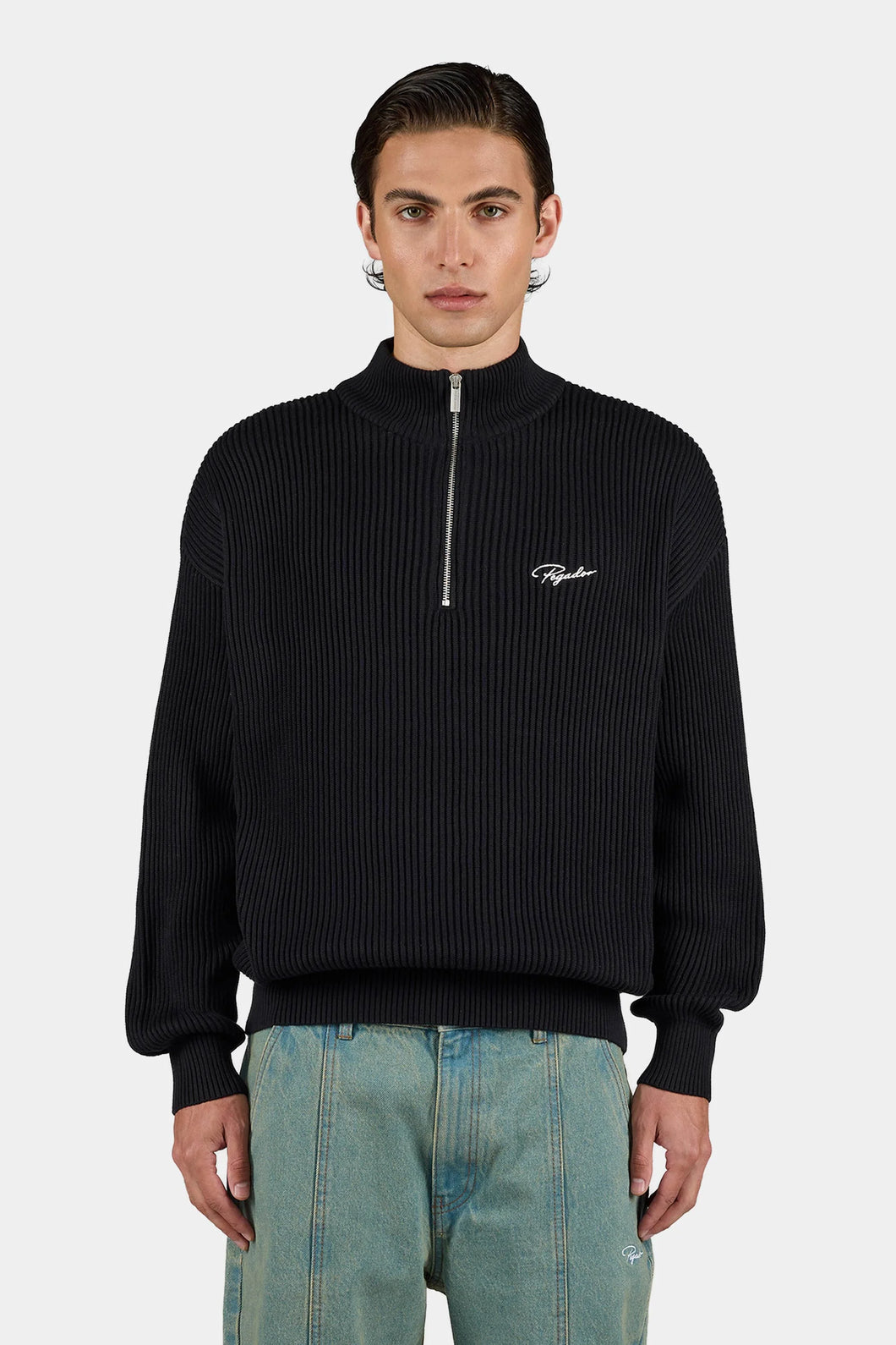 PEGADOR SIGNAR OVERSIZED HALFZIP KNIT SWEATER BLACK