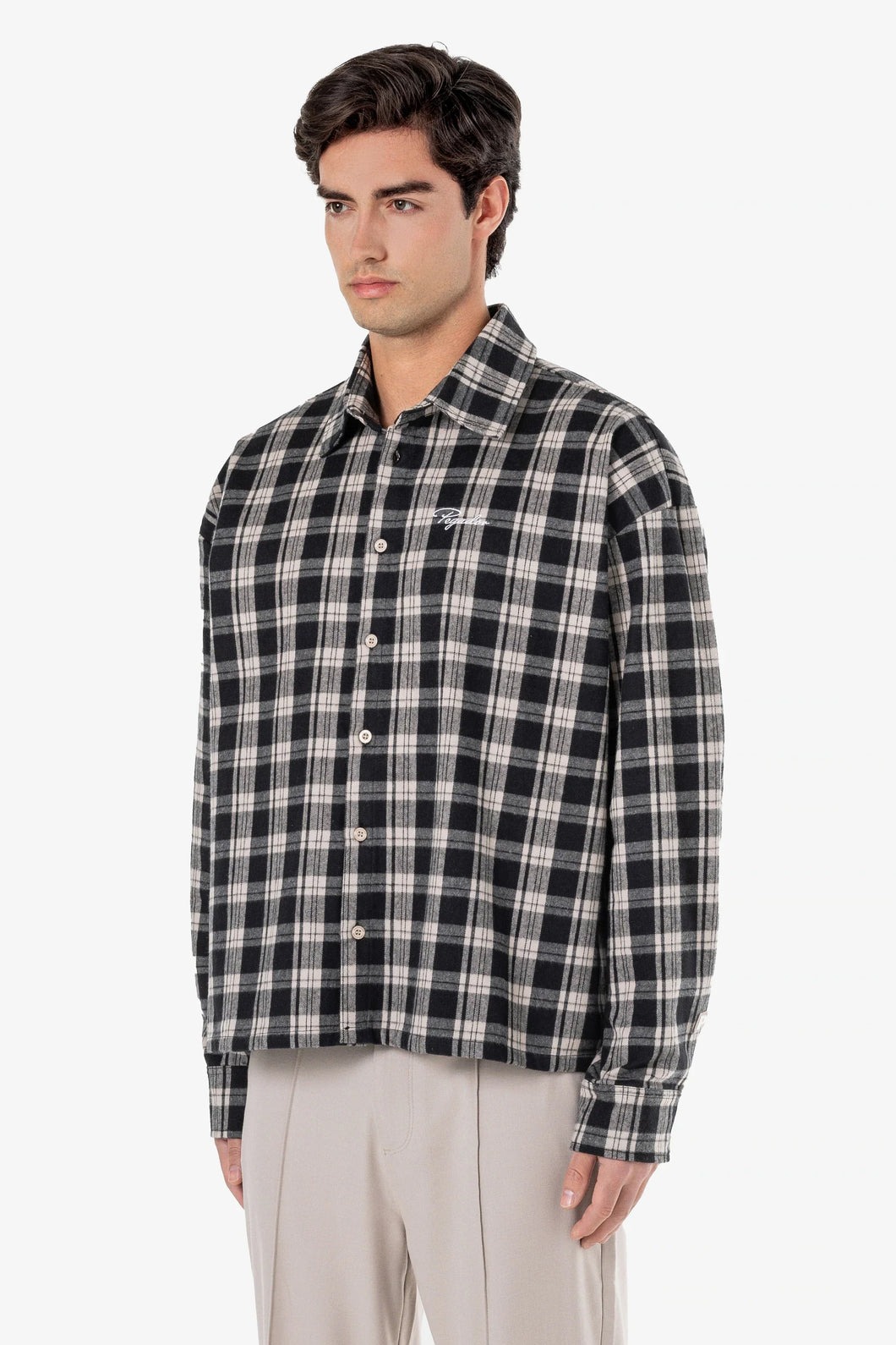 PEGADOR BEVILL FLANELL SHIRT WASHED DARK STONE BLACK