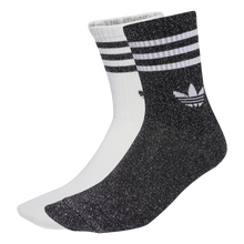 Load image into Gallery viewer, ADIDAS 3-STRIPES GLITTER CREW SOCKEN 2ER PACK BLACK/WHITE Bild 1
