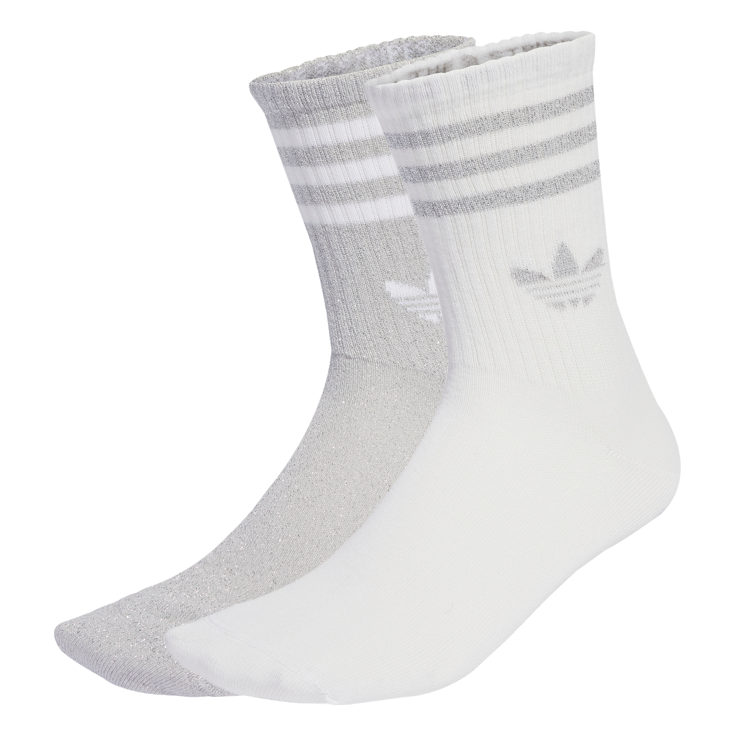 ADIDAS 3-STRIPES GLITTER CREW SOCKEN 2ER PACK SILVMT/WHITE Bild 1