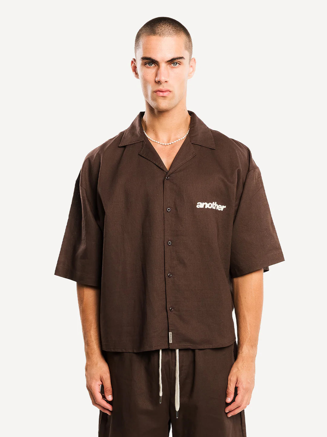 ANOTHER COTTON LAB Another Linen Short Sleeve Shirt BROWN Bild 1