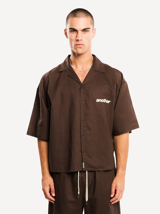 ANOTHER COTTON LAB Another Linen Short Sleeve Shirt BROWN Bild 1