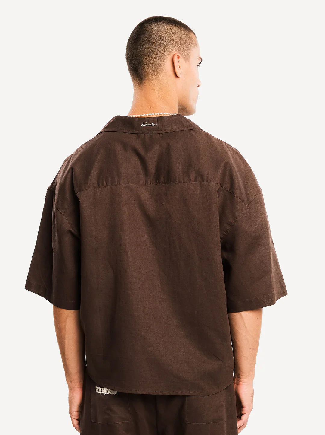 ANOTHER COTTON LAB Another Linen Short Sleeve Shirt BROWN Bild 2