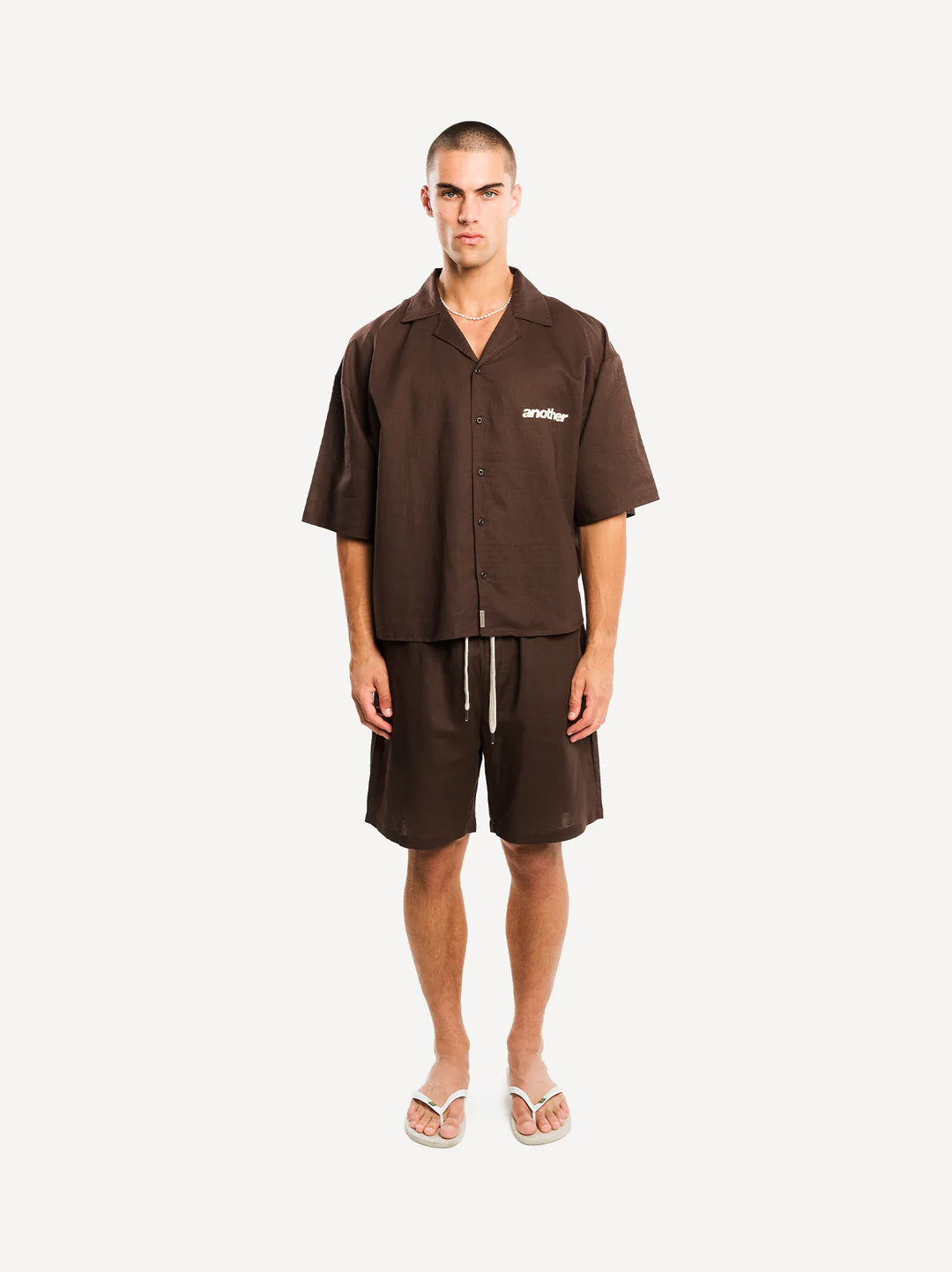 ANOTHER COTTON LAB Another Linen Short Sleeve Shirt BROWN Bild 3