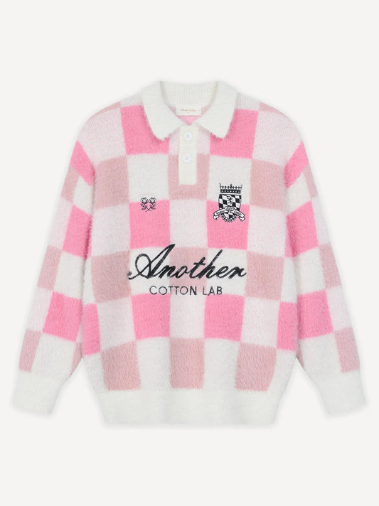 ANOTHER COTTON LAB CHECKED KNIT SWEATER PINK Bild 1