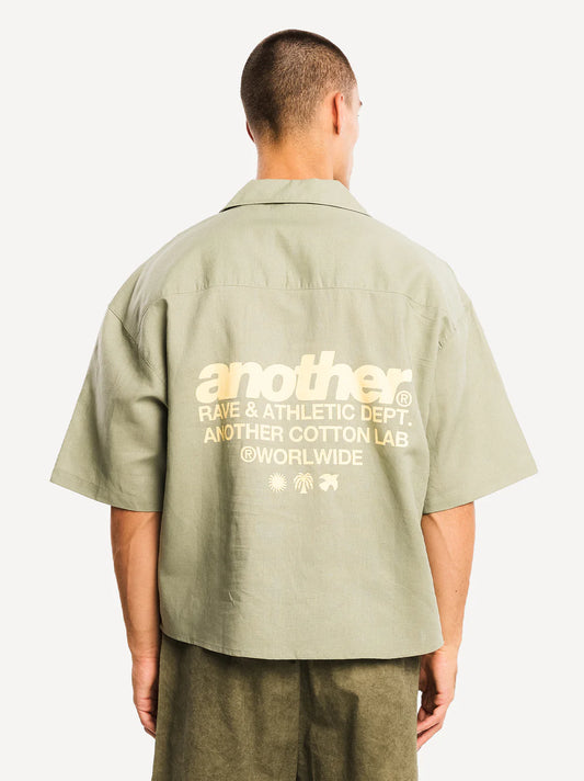 ANOTHER COTTON LAB Rave Linen Bowling Shirt GREEN Bild 1