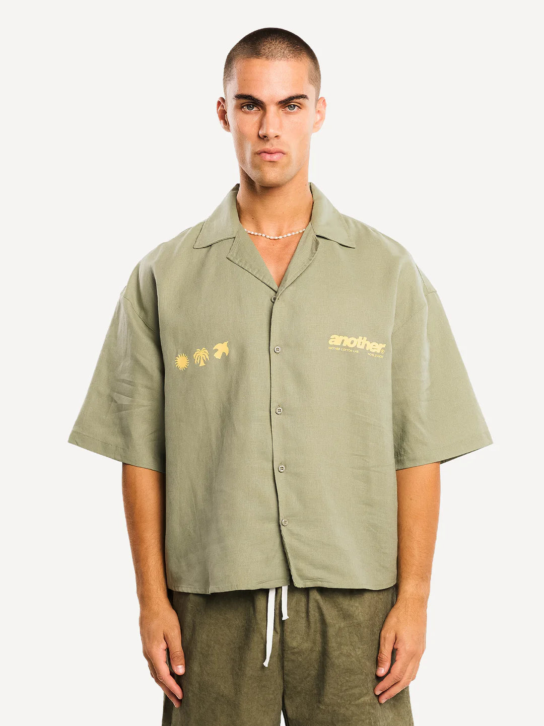 ANOTHER COTTON LAB Rave Linen Bowling Shirt GREEN Bild 2
