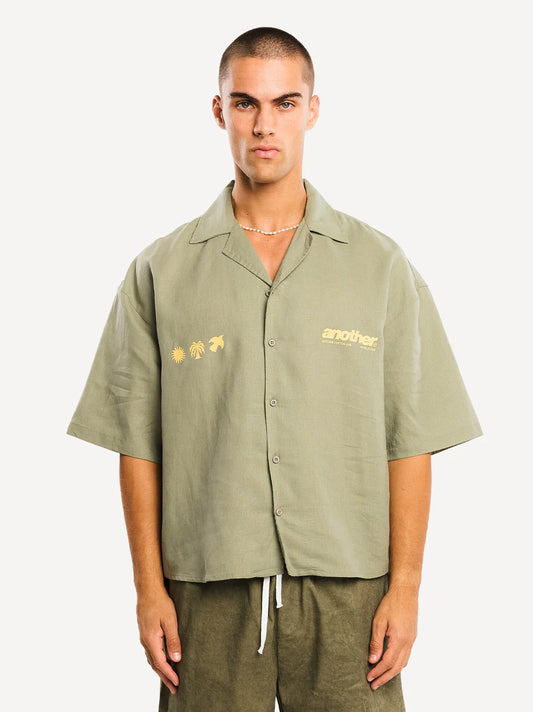 ANOTHER COTTON LAB Rave Linen Bowling Shirt GREEN Bild 2