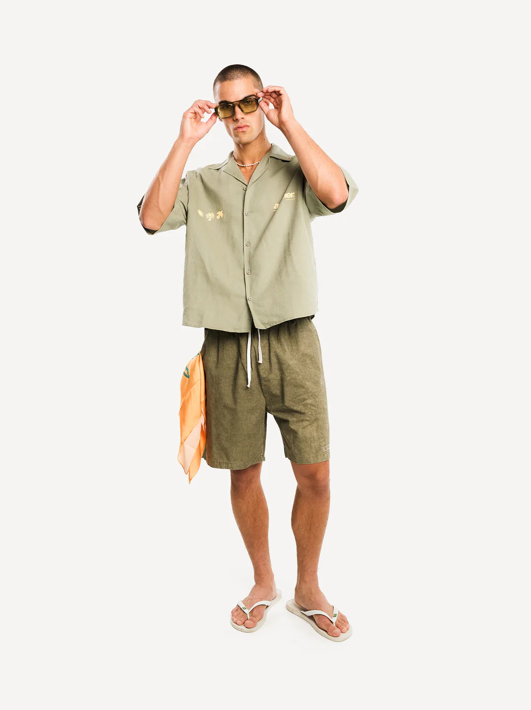 ANOTHER COTTON LAB Rave Linen Bowling Shirt GREEN Bild 3