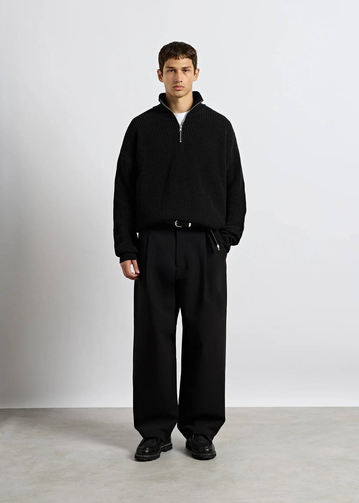 Chunky Knit Half-Zip Sweater BLACK BLACK Bild 2