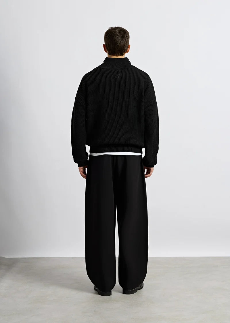 Chunky Knit Half-Zip Sweater BLACK BLACK Bild 3
