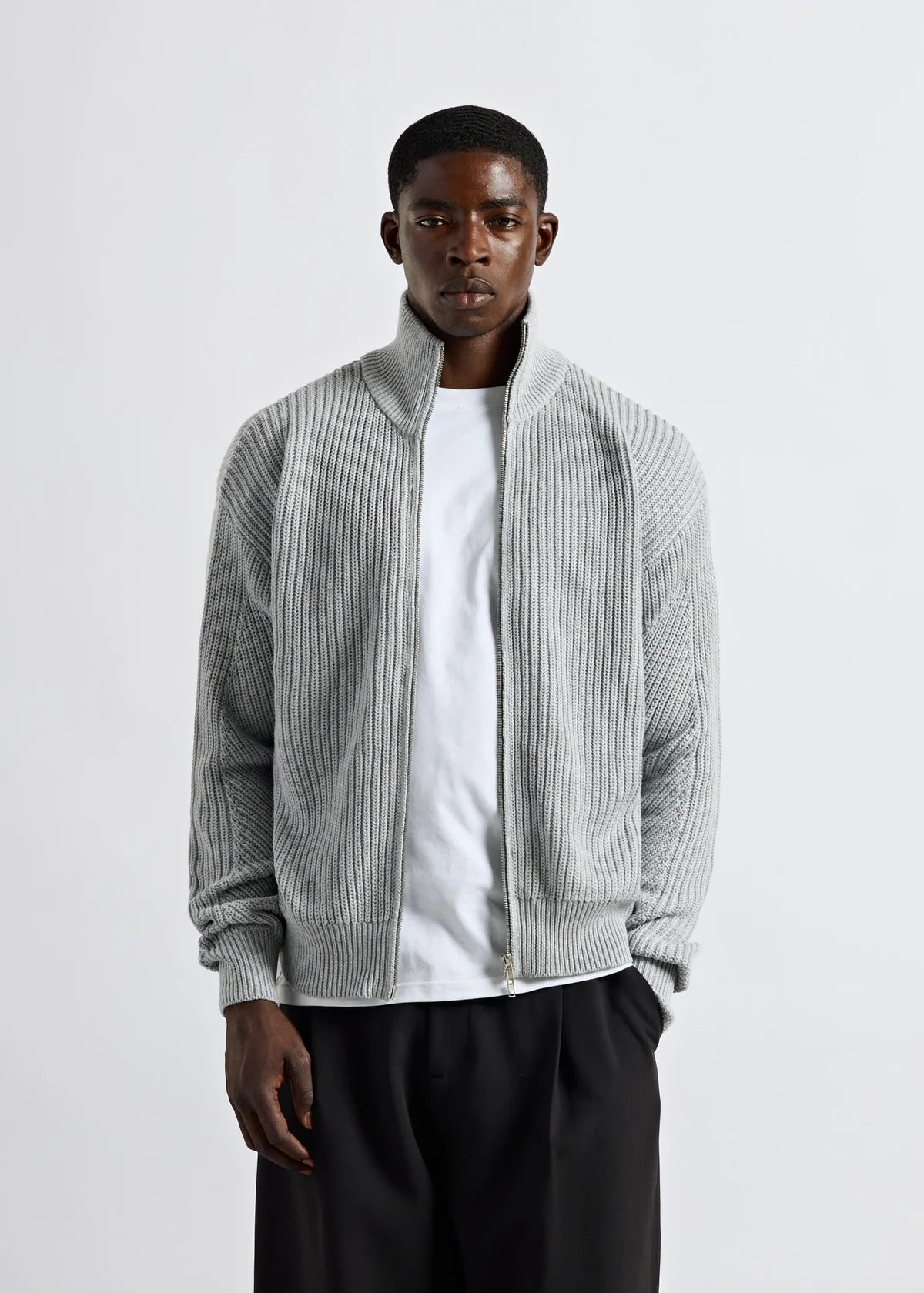 Chunky Knit Zip Jacket GREY MELANGE GREY MELANGE Bild 1