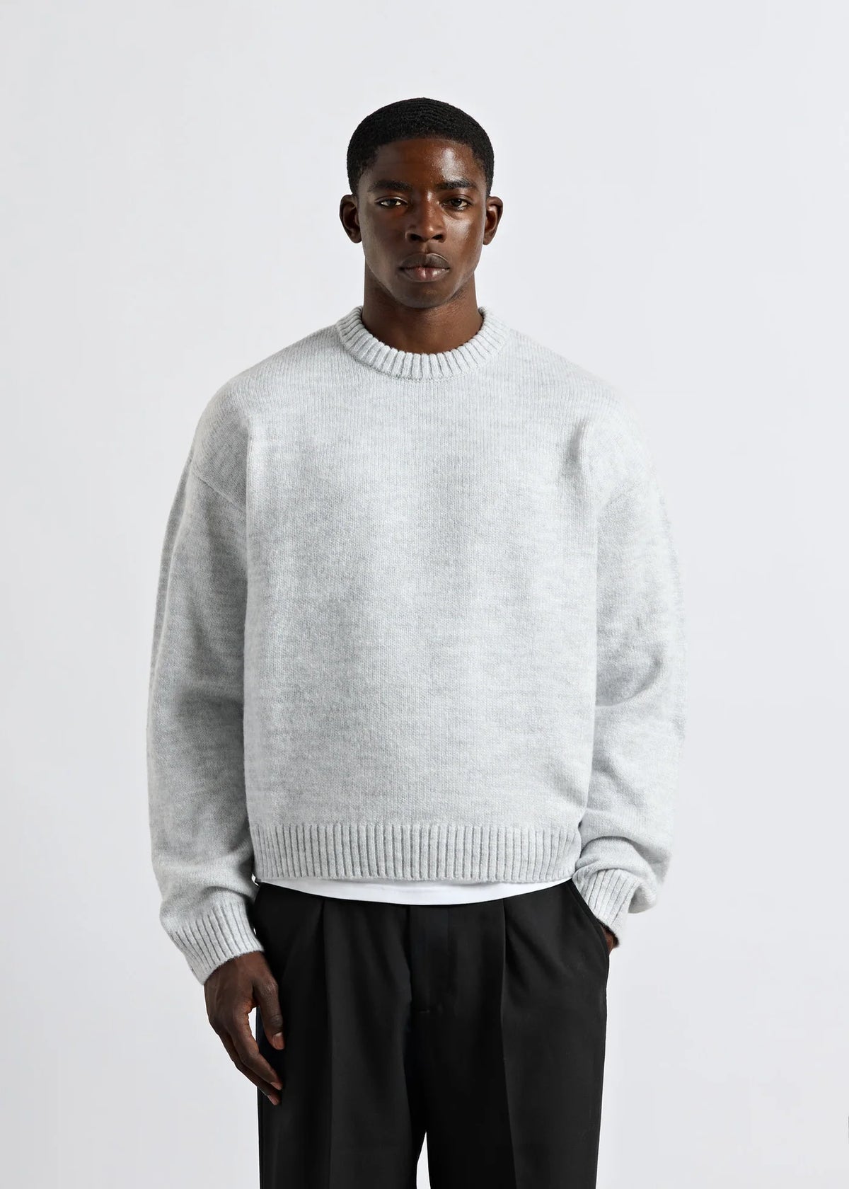 Knit Crewneck Sweater LIGHT GREY LIGHT GREY Bild 1
