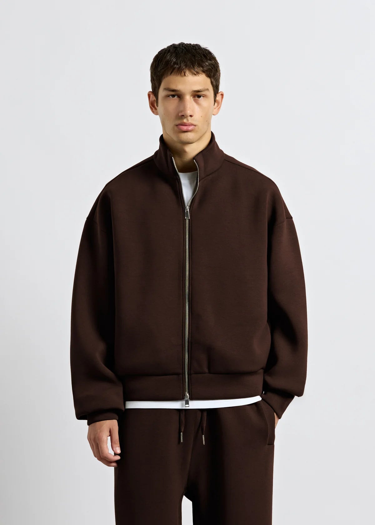 Scuba Mock Neck Full Zip Sweater DARK CHOCOLATE DARK CHOCOLATE Bild 1