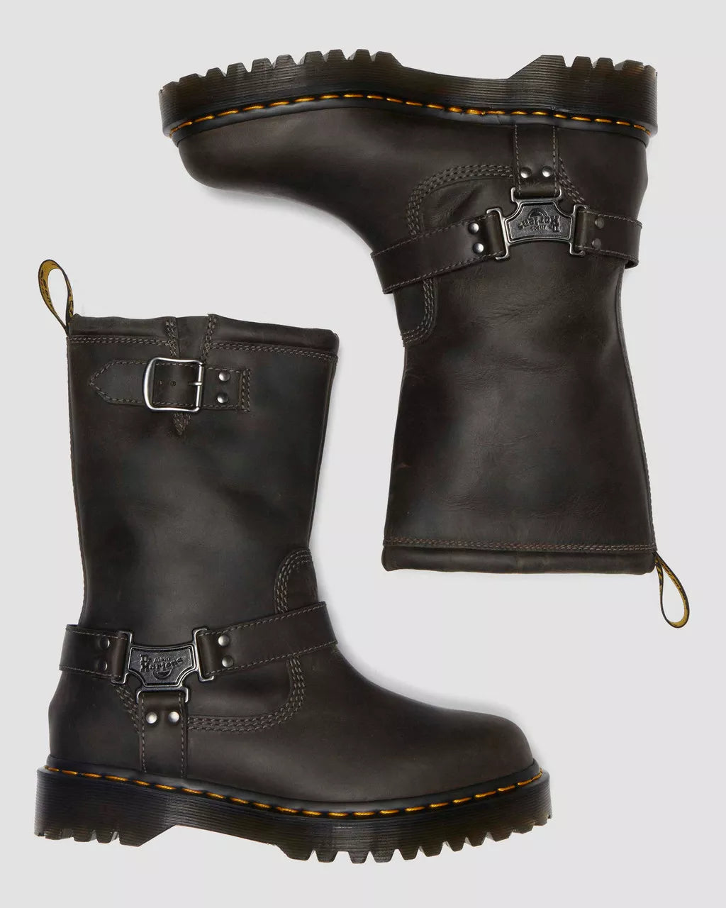 DR. MARTENS ANISTONE HI BIKER BOOTS BURNISHED WAXY PULL UP WP CHARCOAL GREY BURNISHED WAXY PULL UP WP Bild 3