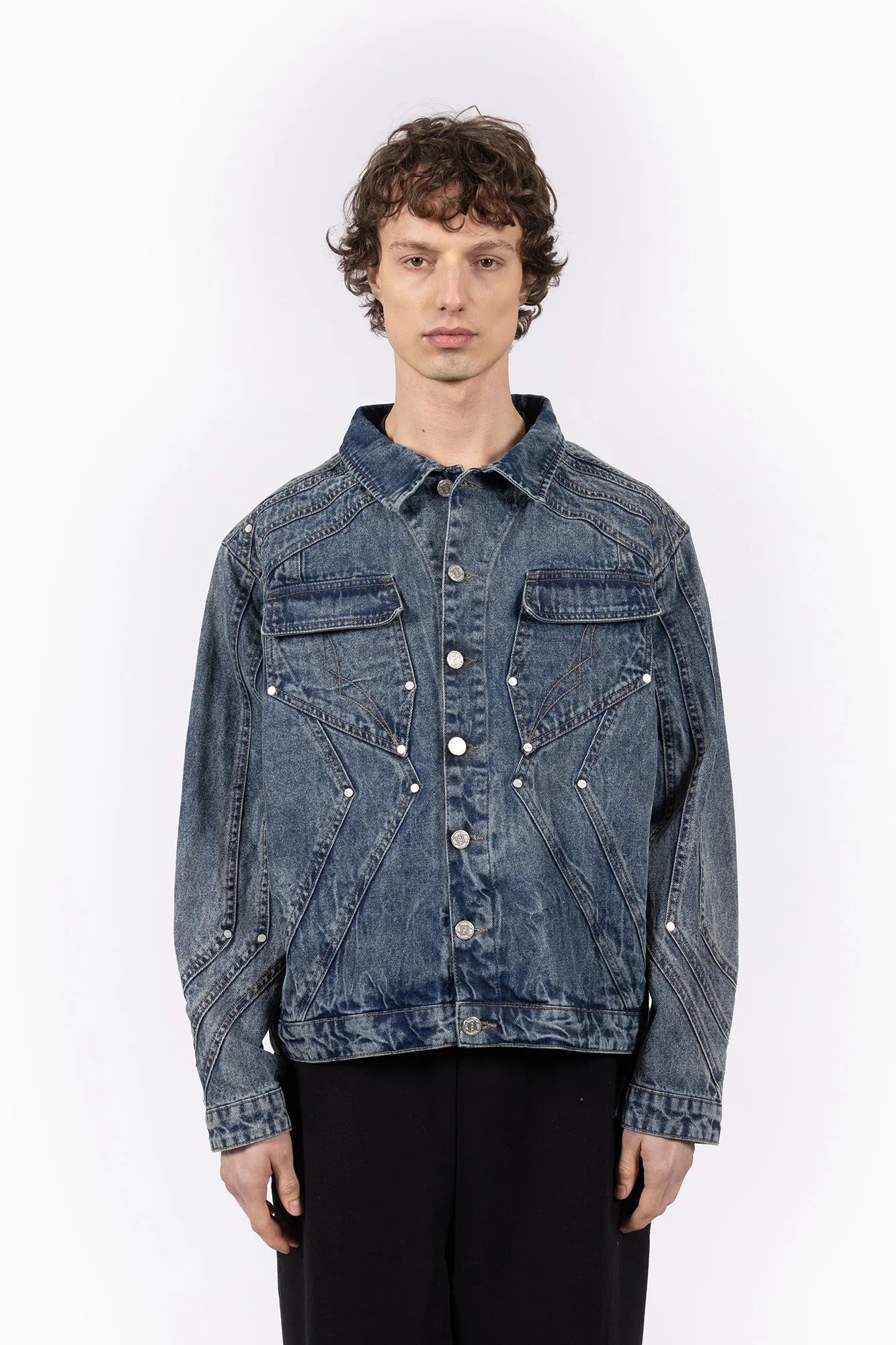 FAVELA HEAVY CUTLINE BLUE WAVE WASHED DENIM JACKET WASH BLUE DENIM Bild 1