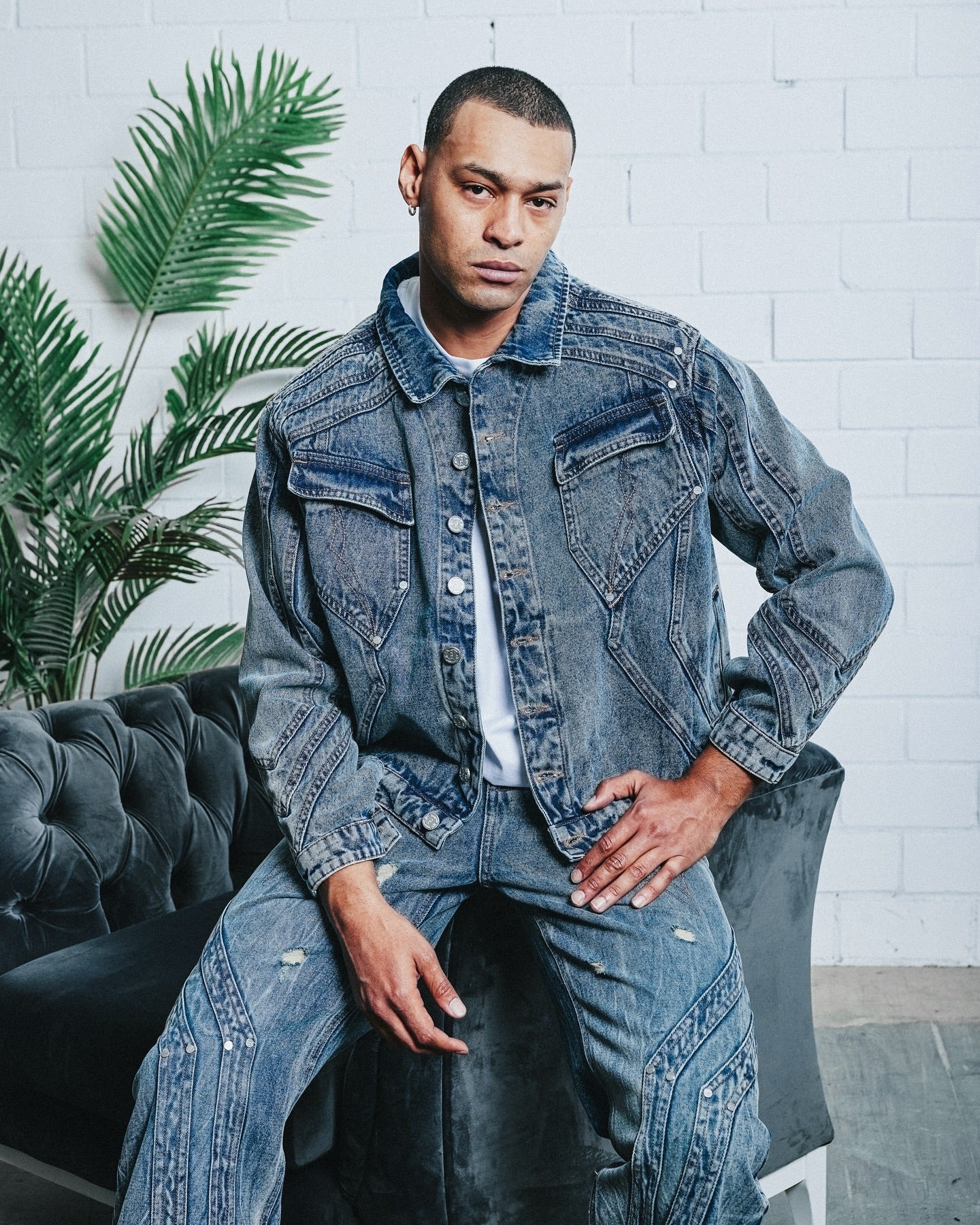 FAVELA HEAVY CUTLINE BLUE WAVE WASHED DENIM JACKET WASH BLUE DENIM Bild 2