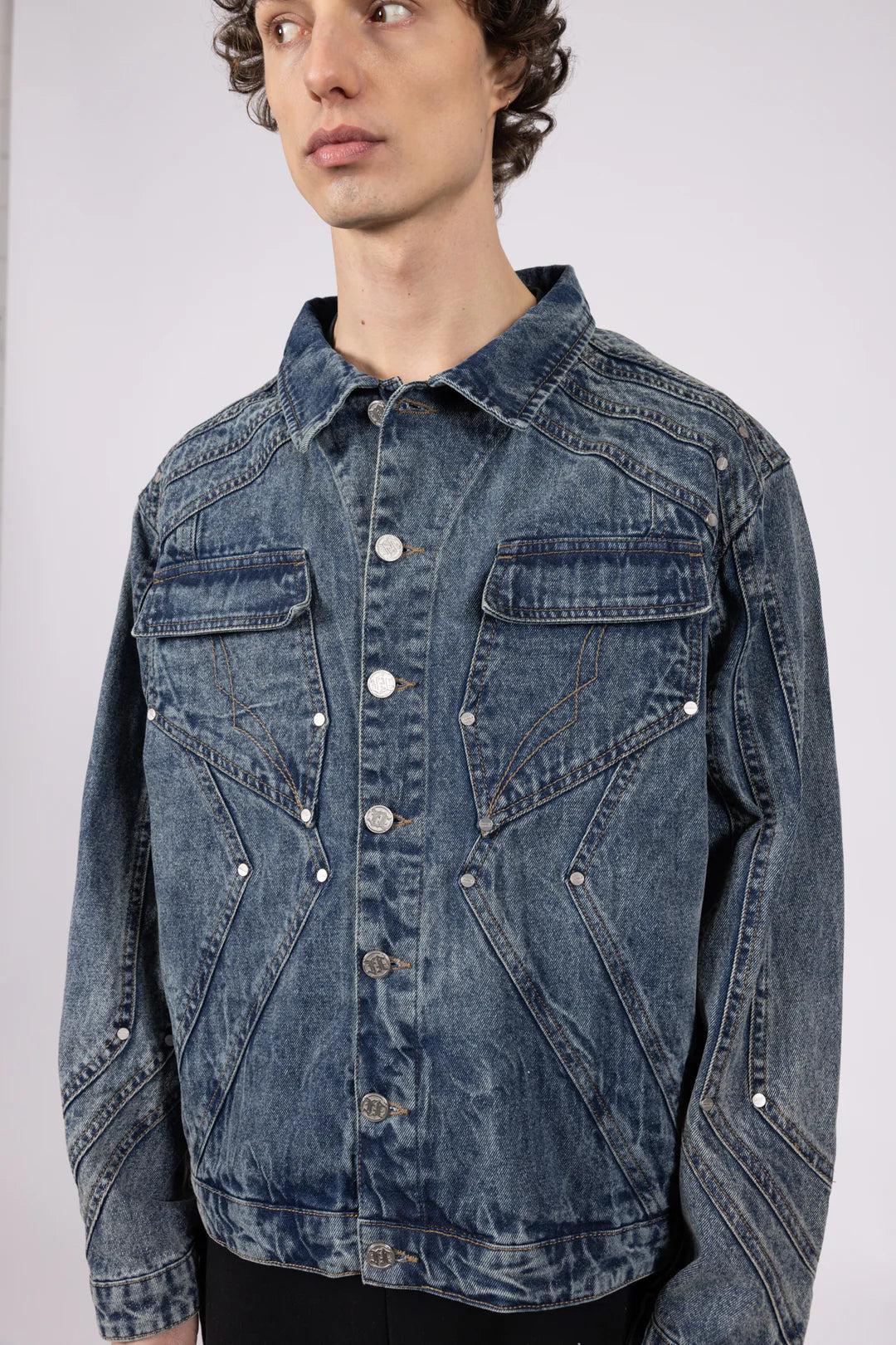 FAVELA HEAVY CUTLINE BLUE WAVE WASHED DENIM JACKET WASH BLUE DENIM Bild 5