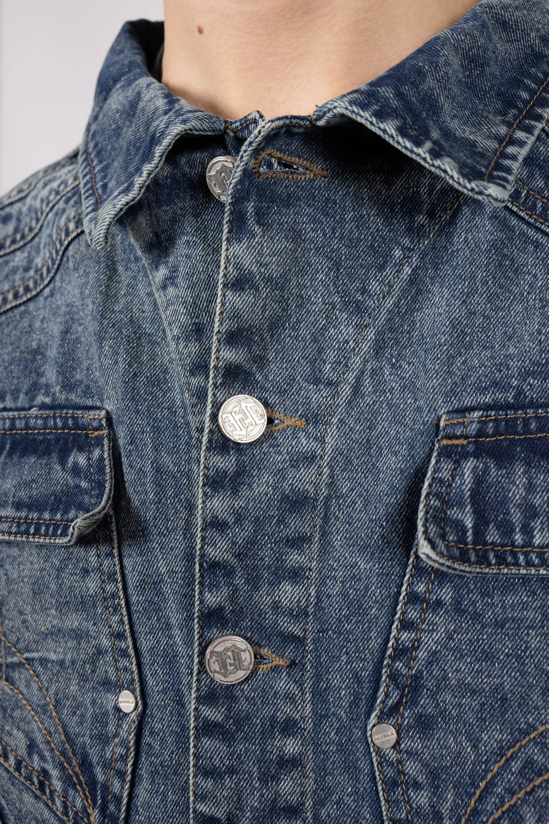 FAVELA HEAVY CUTLINE BLUE WAVE WASHED DENIM JACKET WASH BLUE DENIM Bild 6