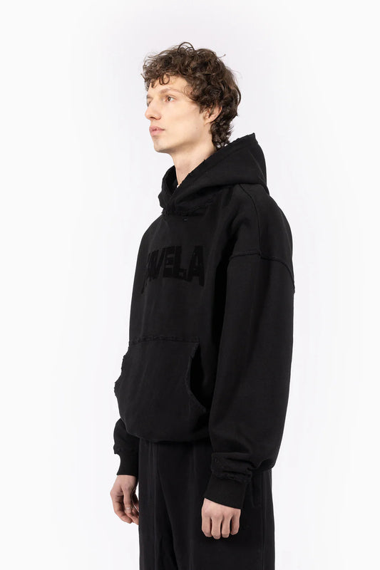FAVELA PUFF DISTRESSED HOODIE BLACK BLACK Bild 2
