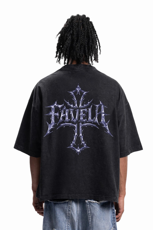 TRIBAL CROSS T-SHIRT BLACK WASHED BLACK WASHED Bild 1