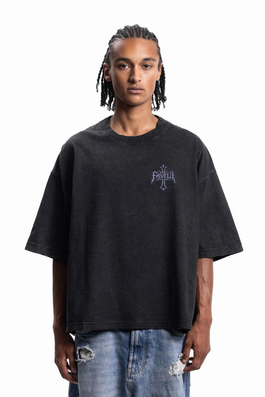 TRIBAL CROSS T-SHIRT BLACK WASHED BLACK WASHED Bild 2