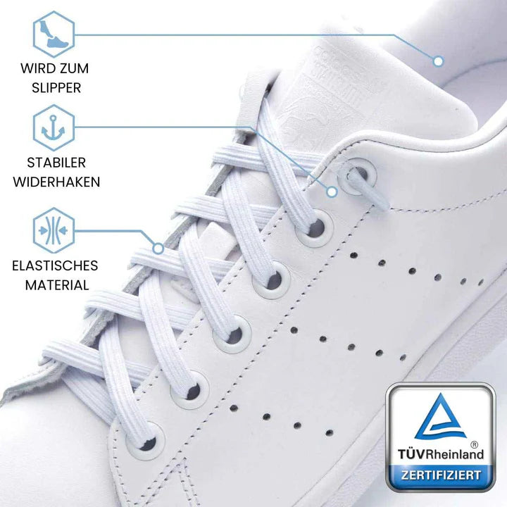 LEAZY FLAT ELASTISCHE SCHNÜRSENKEL WEISS WEIß Bild 3